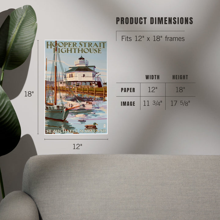 St. Michaels, Maryland, Hooper Strait Lighthouse (Colorized), Art & Giclee Prints Art Lantern Press