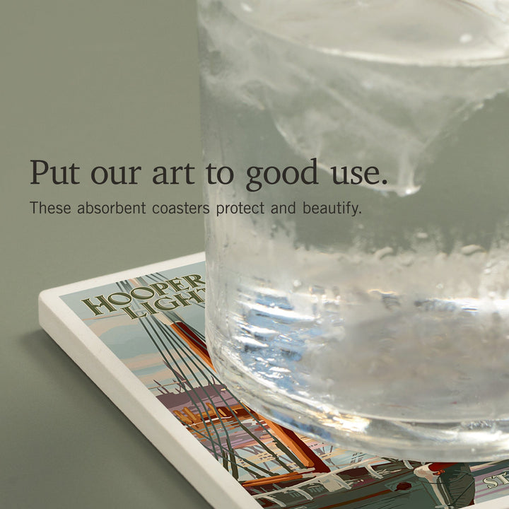 St. Michaels, Maryland, Hooper Strait Lighthouse (Colorized), Coasters Coasters Lantern Press