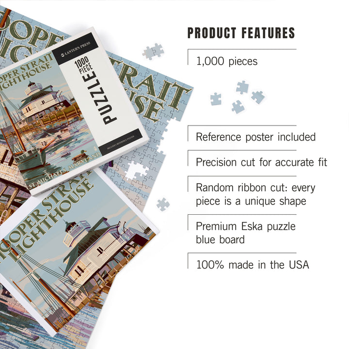 St. Michaels, Maryland, Hooper Strait Lighthouse (Colorized), Jigsaw Puzzle Puzzle Lantern Press