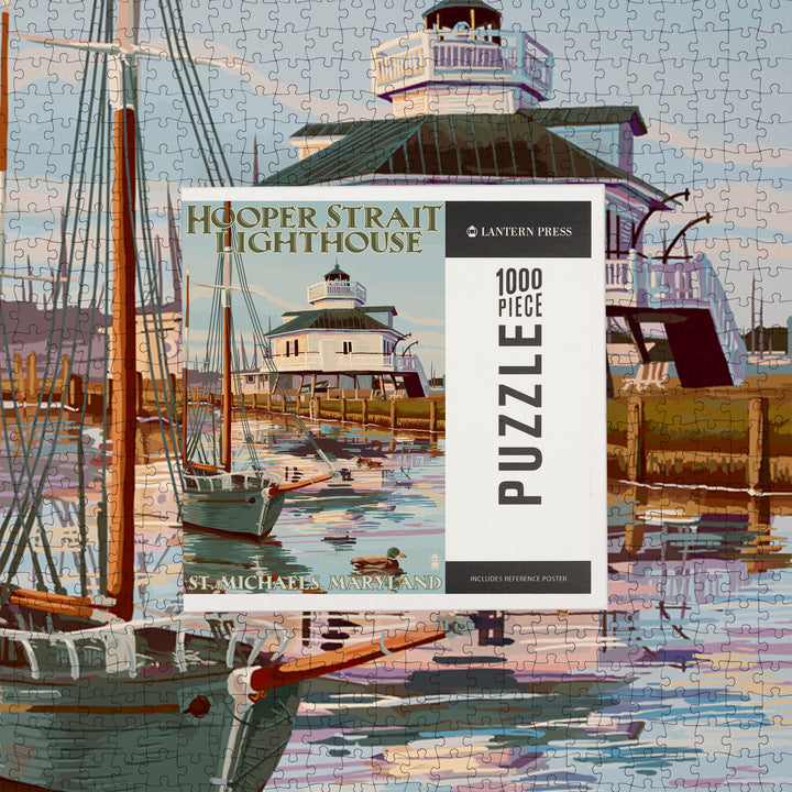 St. Michaels, Maryland, Hooper Strait Lighthouse (Colorized), Jigsaw Puzzle Puzzle Lantern Press