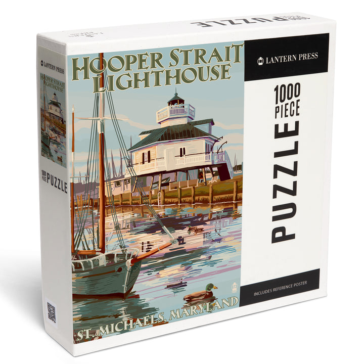 St. Michaels, Maryland, Hooper Strait Lighthouse (Colorized), Jigsaw Puzzle Puzzle Lantern Press