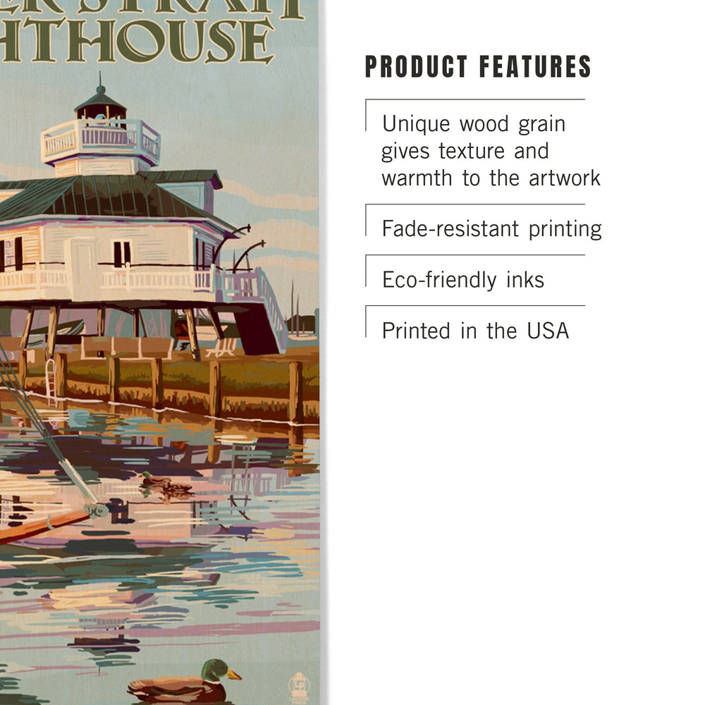 St. Michaels, Maryland, Hooper Strait Lighthouse (Colorized), Lantern Press Artwork, Wood Signs and Postcards Wood Lantern Press