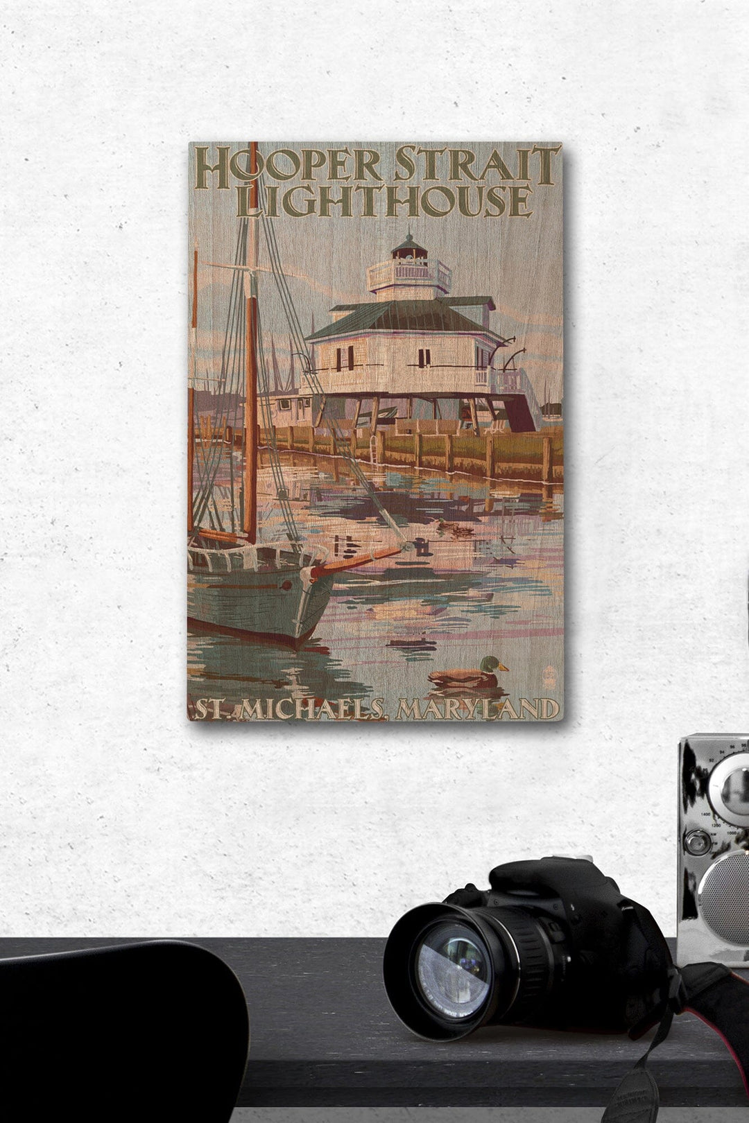St. Michaels, Maryland, Hooper Strait Lighthouse (Colorized), Lantern Press Artwork, Wood Signs and Postcards Wood Lantern Press 12 x 18 Wood Gallery Print