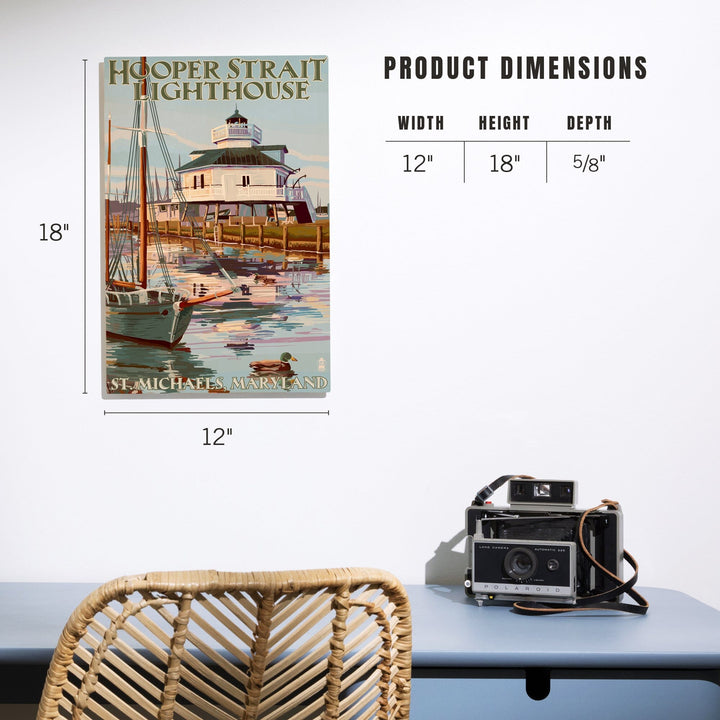 St. Michaels, Maryland, Hooper Strait Lighthouse (Colorized), Lantern Press Artwork, Wood Signs and Postcards Wood Lantern Press
