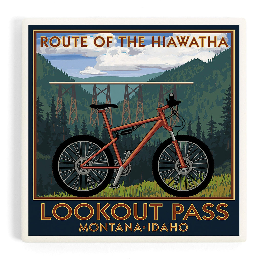 St. Regis, Montana, Route of the Hiawatha Mountain Bike Scene, Coasters Coasters Lantern Press Coaster