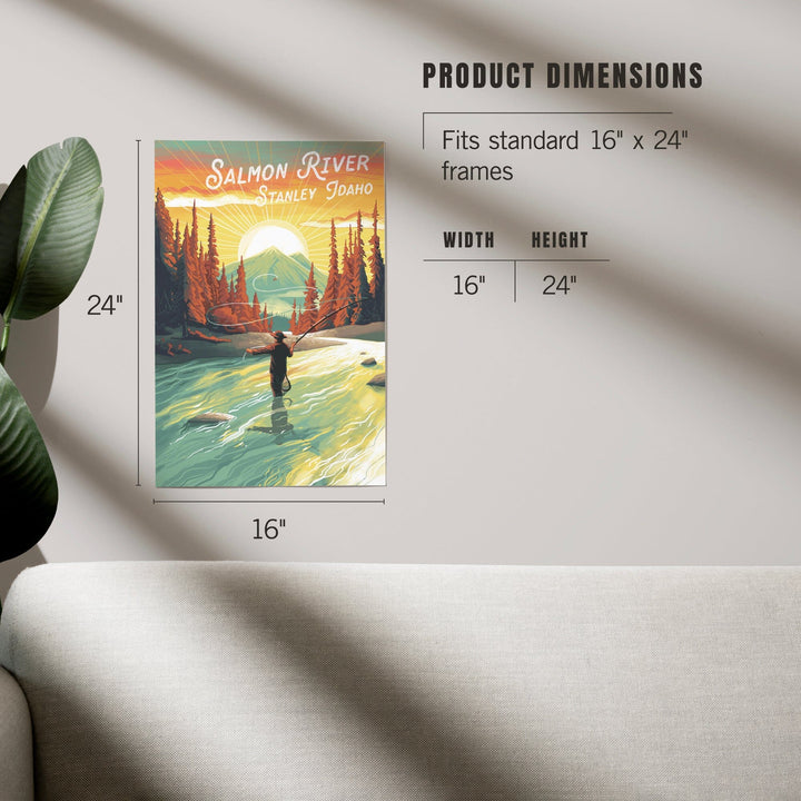 Stanley, Idaho, Salmon River, This is Living, Fishing with Mountain, Art & Giclee Prints Art Lantern Press