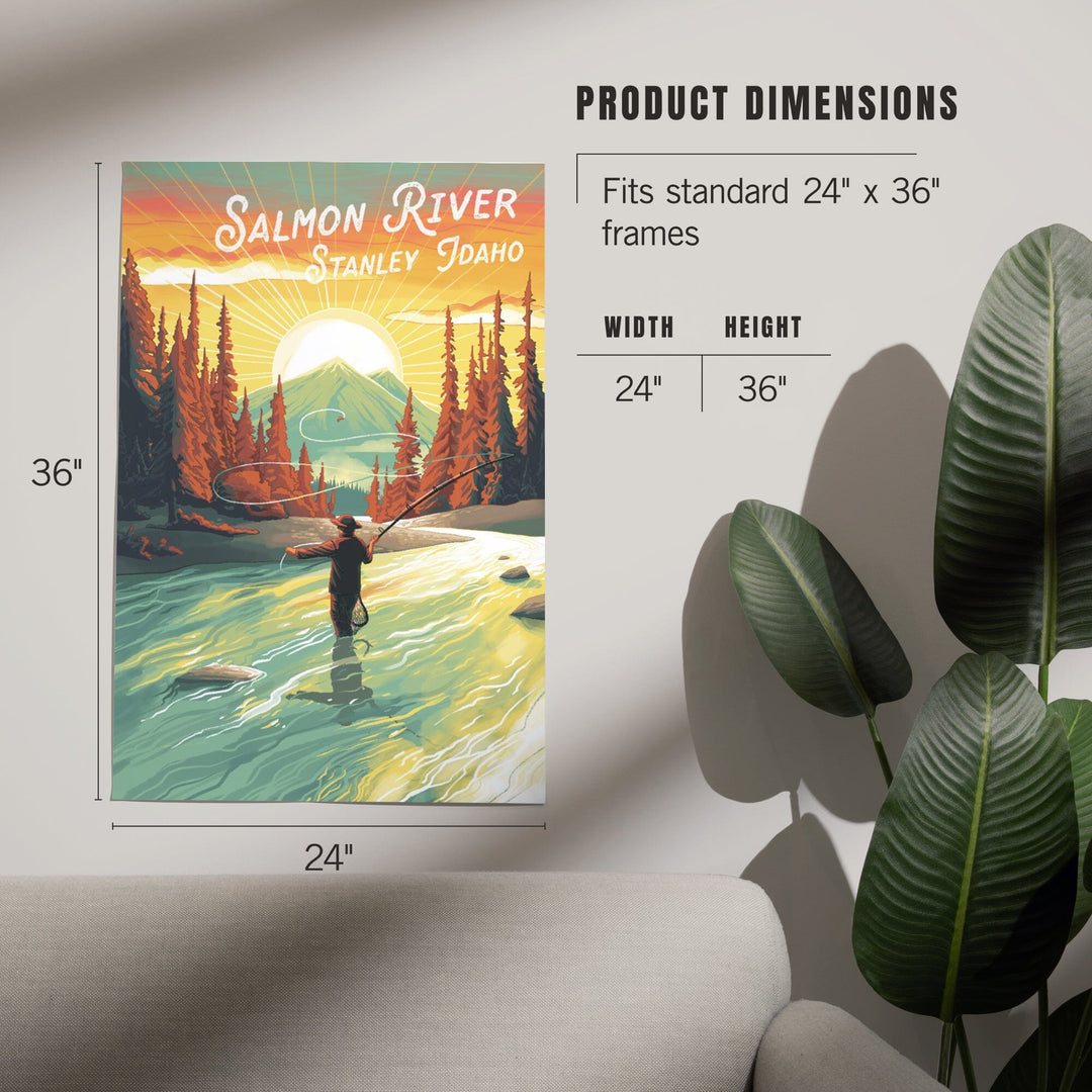 Stanley, Idaho, Salmon River, This is Living, Fishing with Mountain, Art & Giclee Prints Art Lantern Press