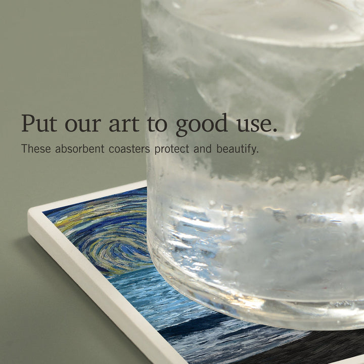 Starry Night, Coastline, Coasters Coasters Lantern Press