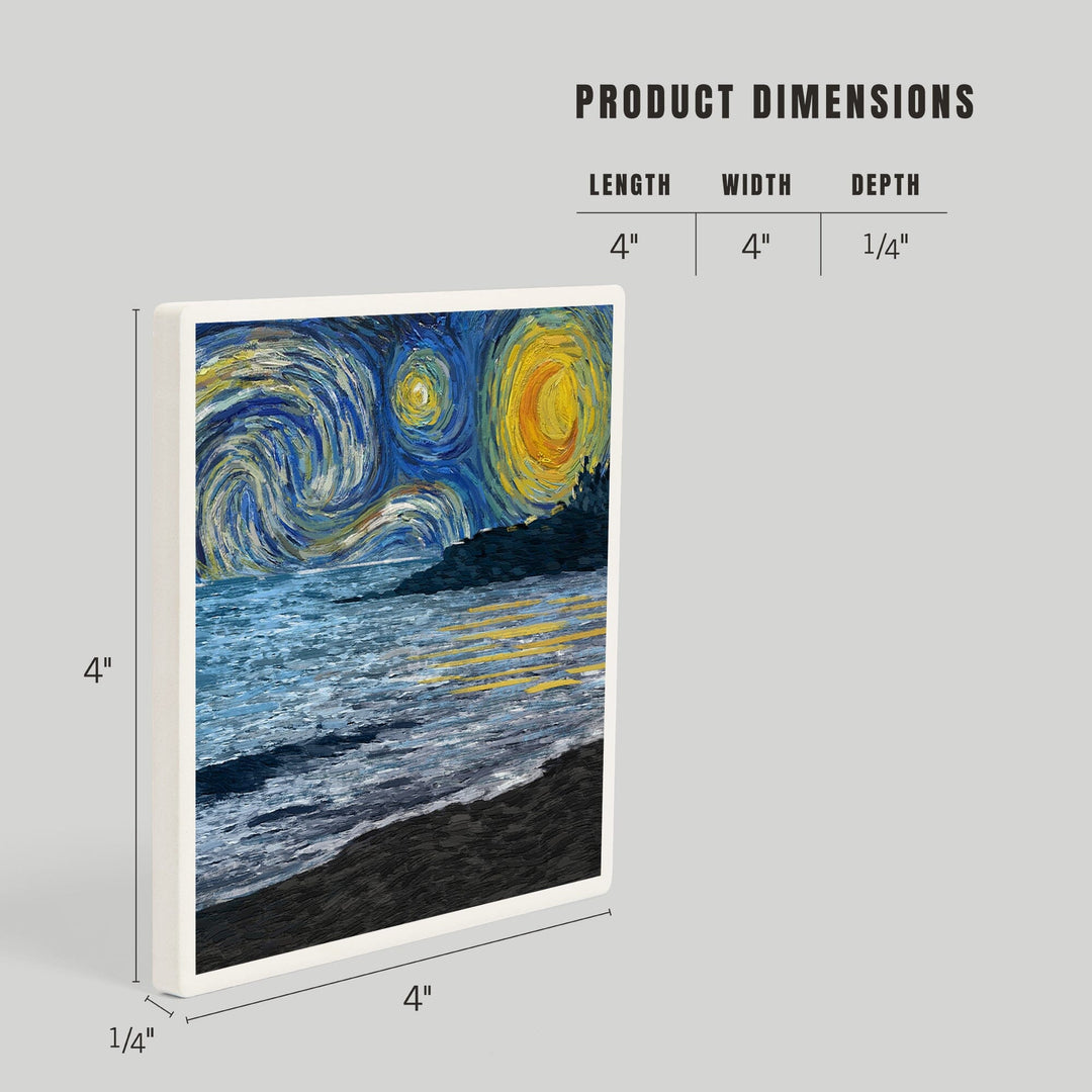 Starry Night, Coastline, Coasters Coasters Lantern Press