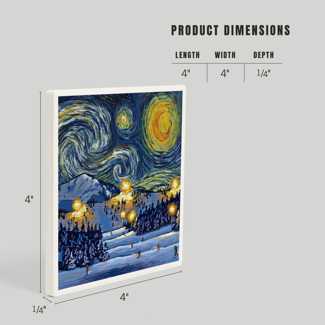 Starry Night, Ski, Coasters Coasters Lantern Press