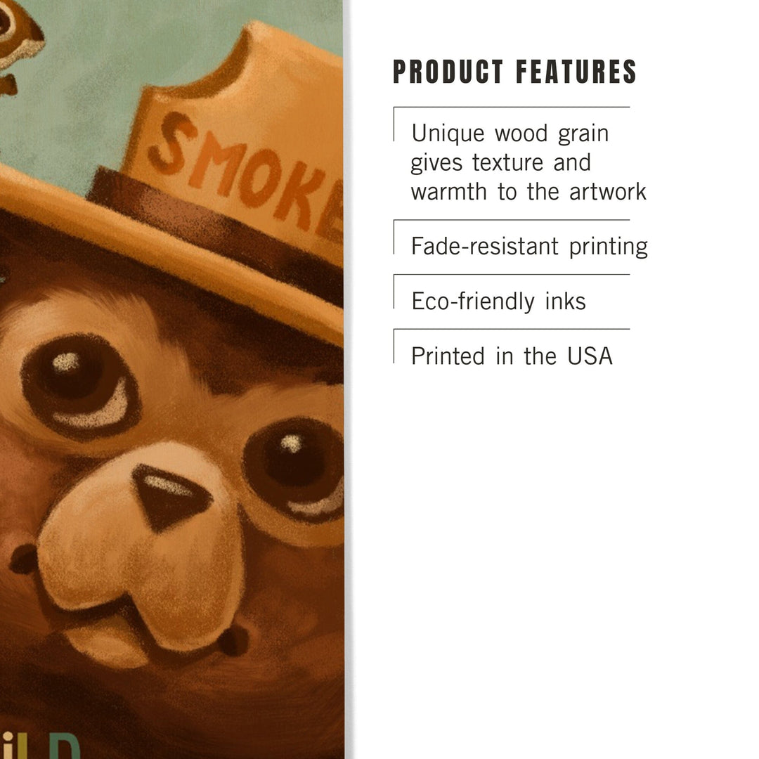 Stay Wild, Smokey Bear and Squirrel, Lantern Press Artwork, Wood Signs and Postcards Wood Lantern Press