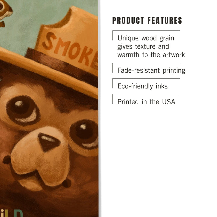 Stay Wild, Smokey Bear and Squirrel, Lantern Press Artwork, Wood Signs and Postcards Wood Lantern Press