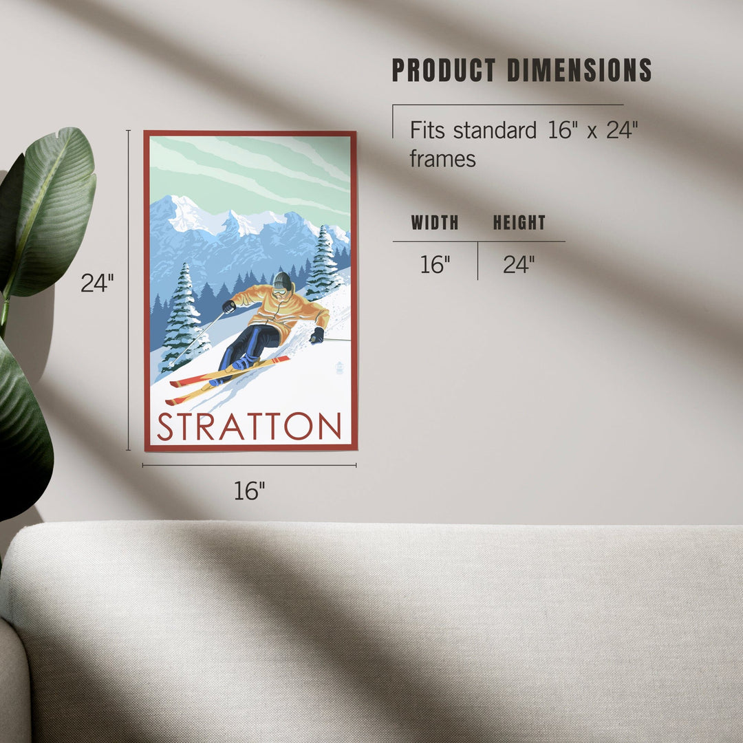 Stratton, Vermont, Downhill Skier Scene, Art & Giclee Prints Art Lantern Press