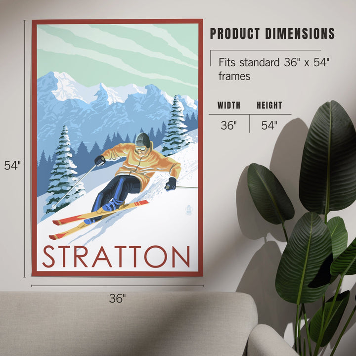 Stratton, Vermont, Downhill Skier Scene, Art & Giclee Prints Art Lantern Press