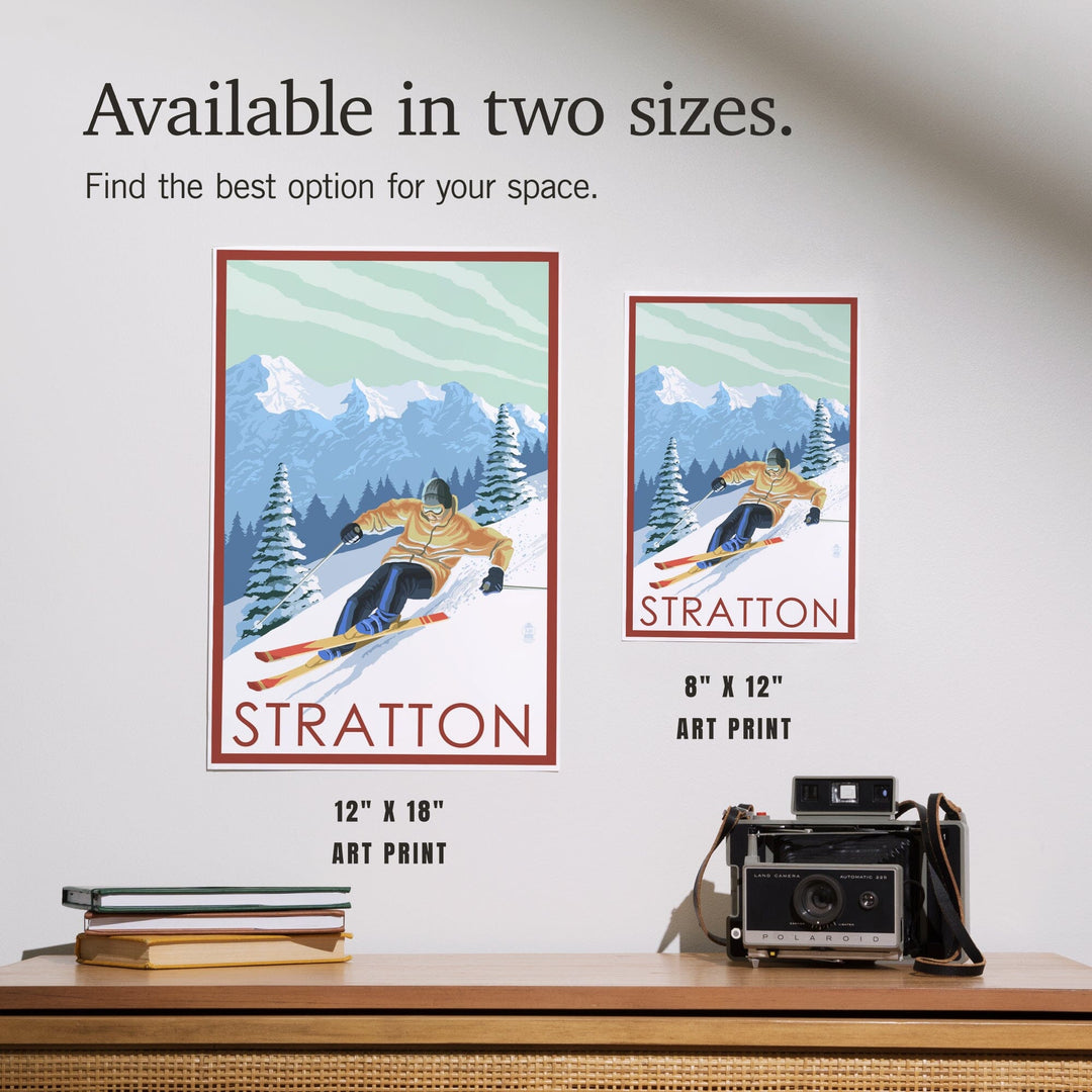 Stratton, Vermont, Downhill Skier Scene, Art & Giclee Prints Art Lantern Press