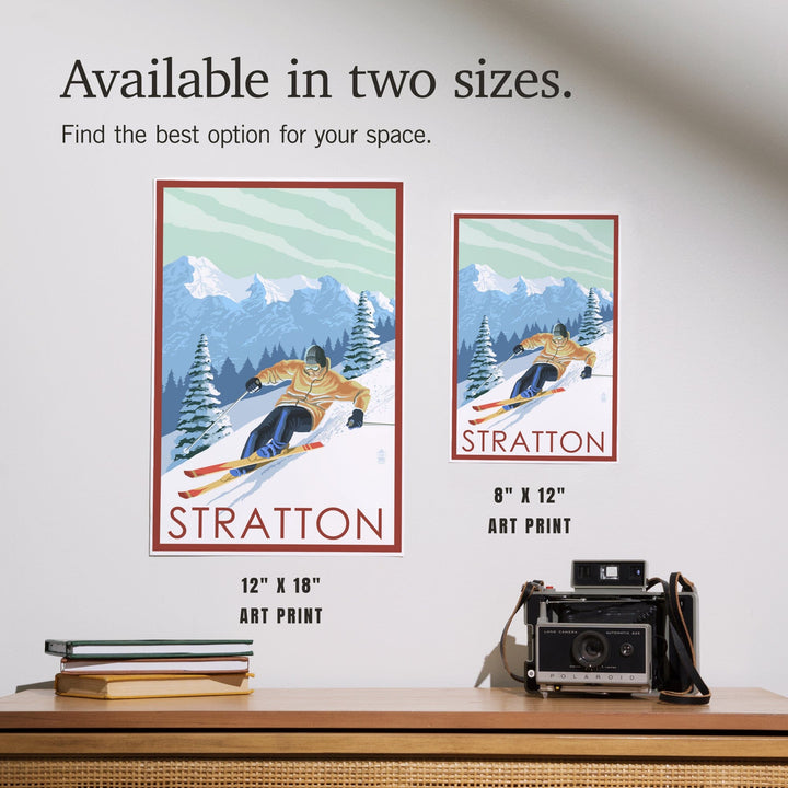 Stratton, Vermont, Downhill Skier Scene, Art & Giclee Prints Art Lantern Press
