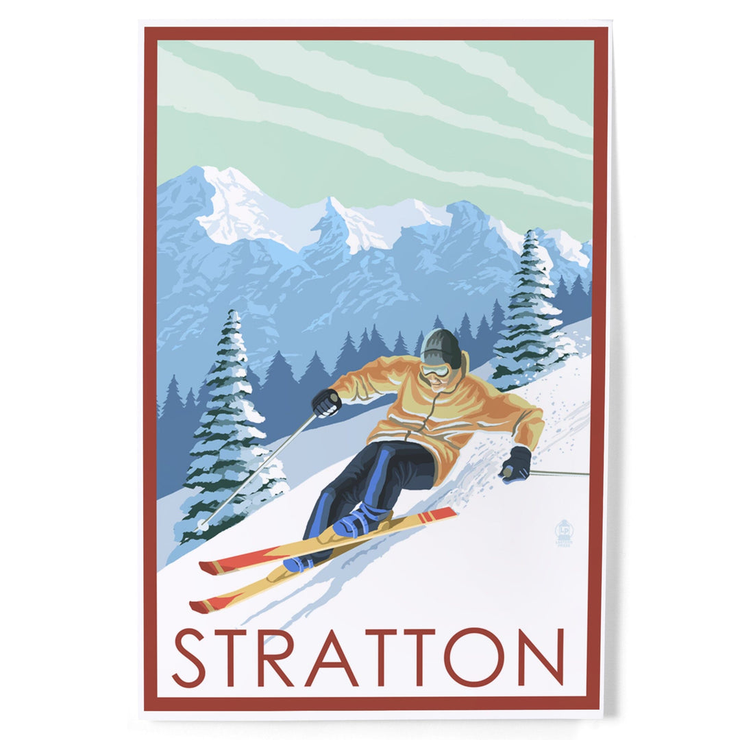 Stratton, Vermont, Downhill Skier Scene, Art & Giclee Prints Art Lantern Press