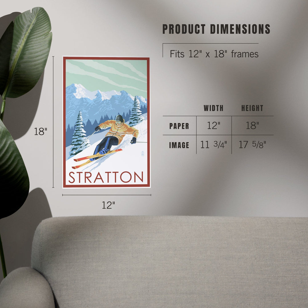 Stratton, Vermont, Downhill Skier Scene, Art & Giclee Prints Art Lantern Press