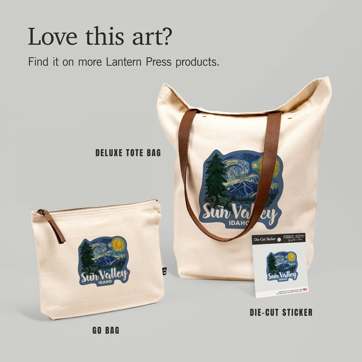 Sun Valley, Idaho, Bald Mountain, Starry Night, Contour, Lantern Press Artwork, Vinyl Sticker Sticker Lantern Press