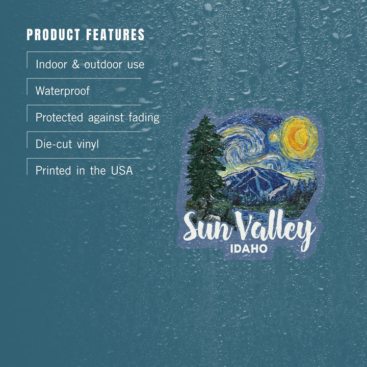 Sun Valley, Idaho, Bald Mountain, Starry Night, Contour, Lantern Press Artwork, Vinyl Sticker Sticker Lantern Press