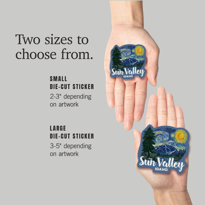 Sun Valley, Idaho, Bald Mountain, Starry Night, Contour, Lantern Press Artwork, Vinyl Sticker Sticker Lantern Press