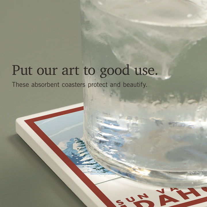 Sun Valley, Idaho, Downhill Snow Skier, Coasters Coasters Lantern Press