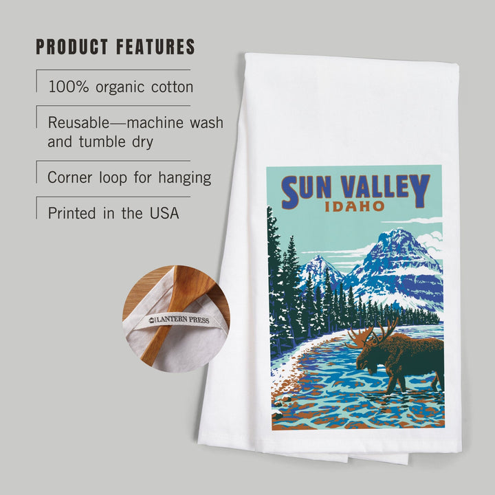 Sun Valley, Idaho, Explorer Series, Blue, Organic Cotton Kitchen Tea Towels Kitchen Lantern Press