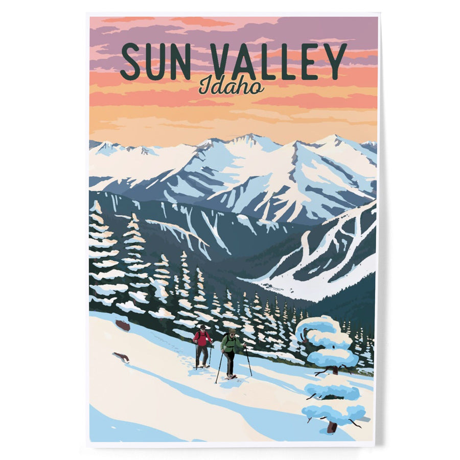 Sun Valley, Idaho, Winter Snowshoers, Art & Giclee Prints Art Lantern Press 