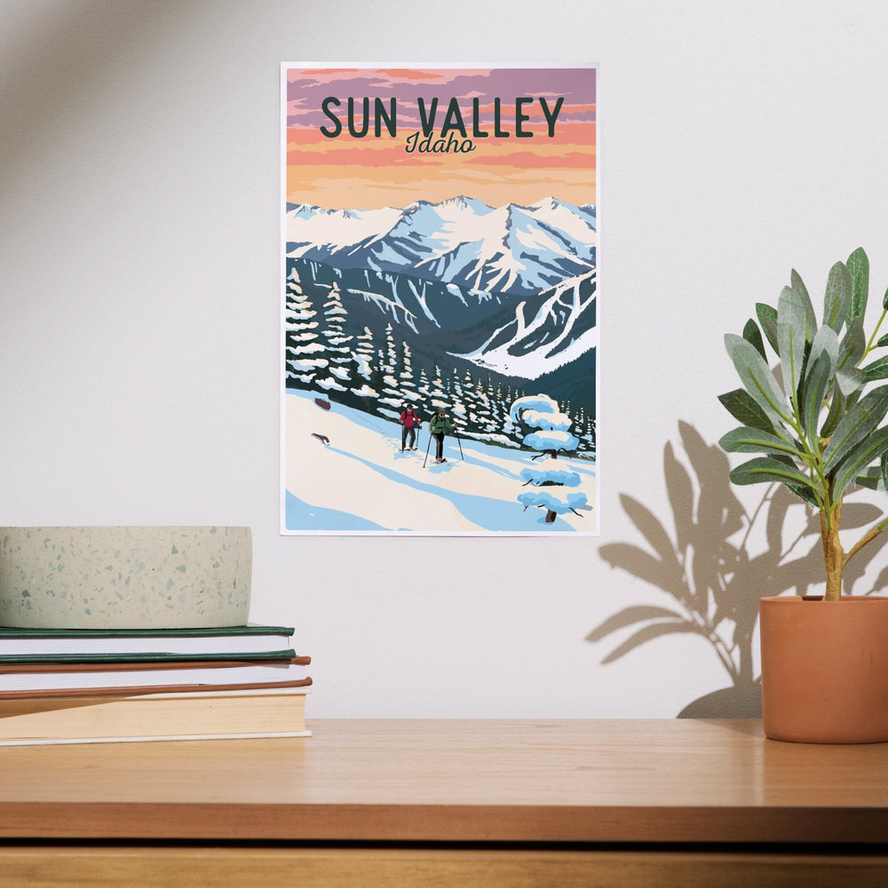 Sun Valley, Idaho, Winter Snowshoers, Art & Giclee Prints Art Lantern Press 