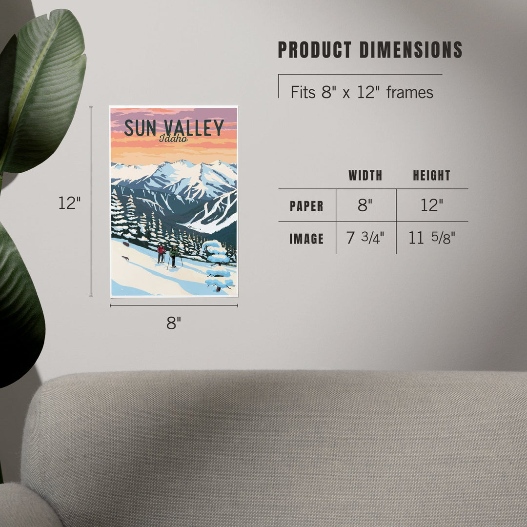 Sun Valley, Idaho, Winter Snowshoers, Art & Giclee Prints Art Lantern Press