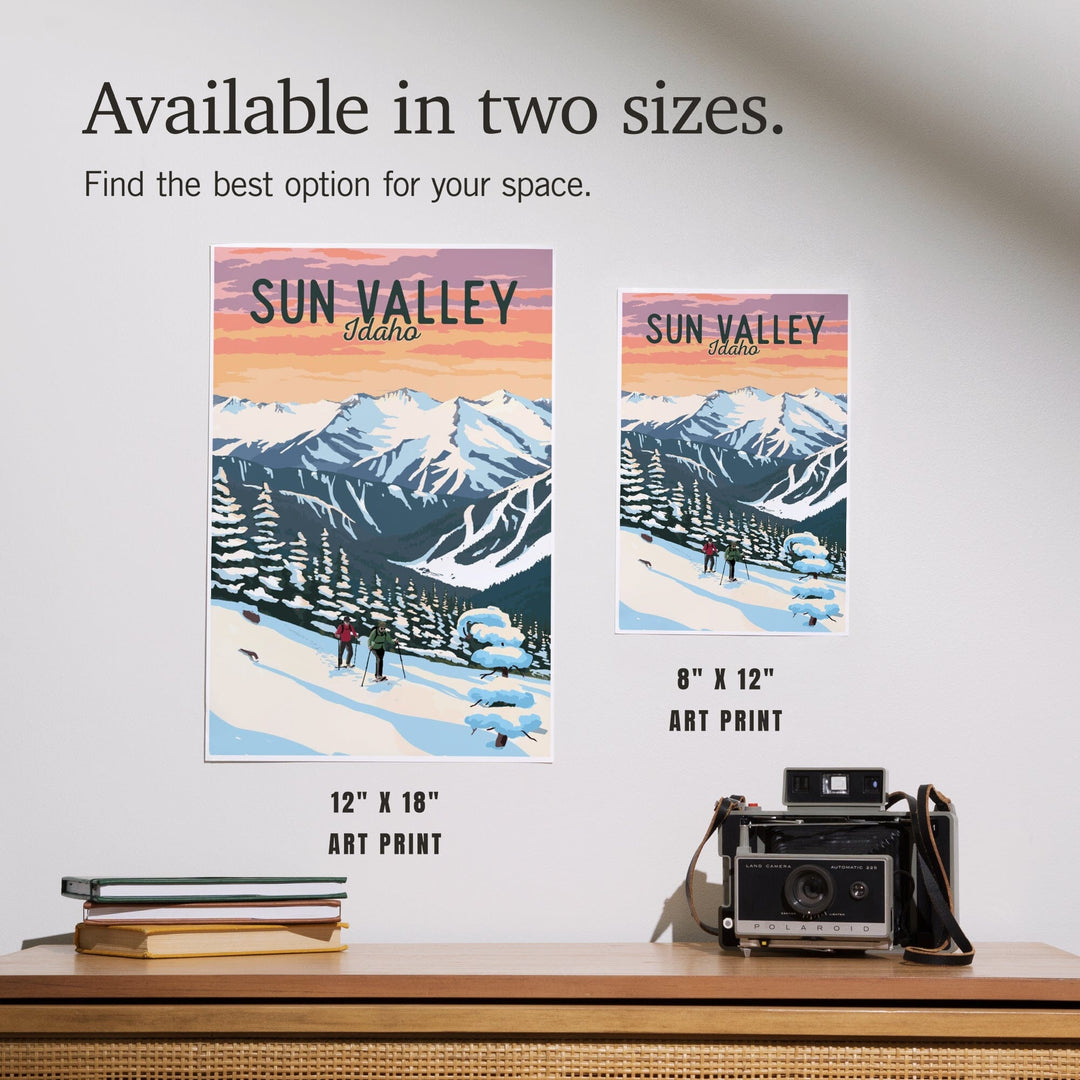 Sun Valley, Idaho, Winter Snowshoers, Art & Giclee Prints Art Lantern Press
