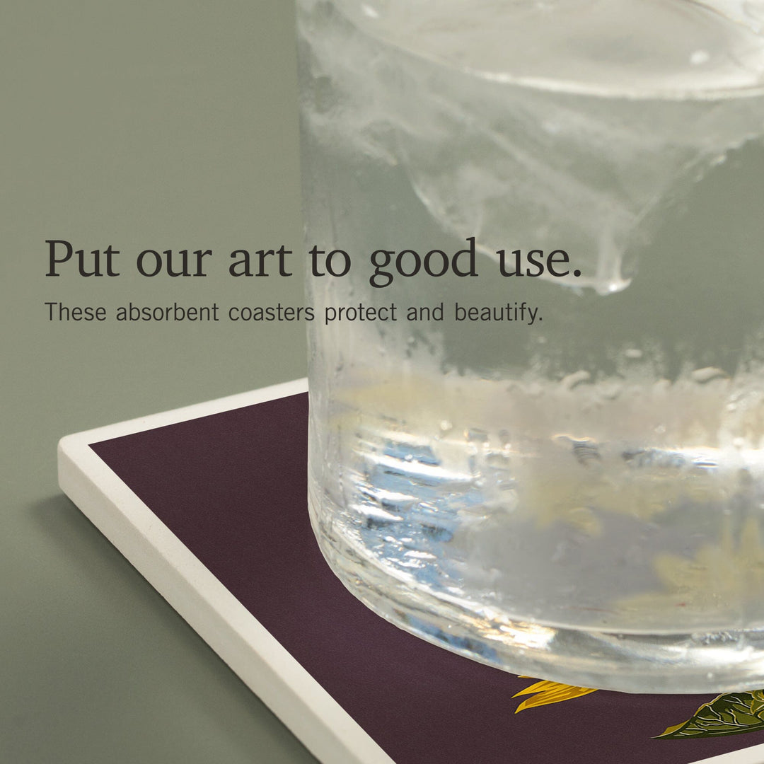 Sunflowers, Letterpress, Coasters Coasters Lantern Press