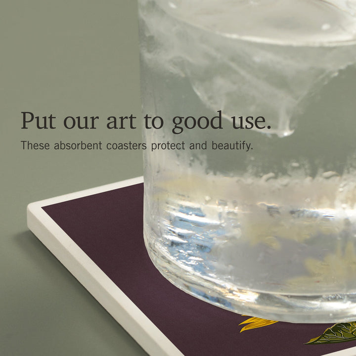 Sunflowers, Letterpress, Coasters Coasters Lantern Press