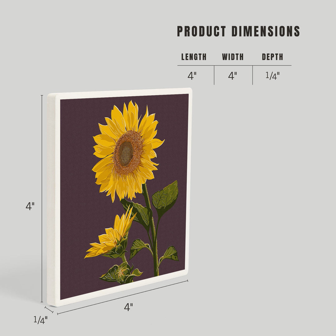 Sunflowers, Letterpress, Coasters Coasters Lantern Press