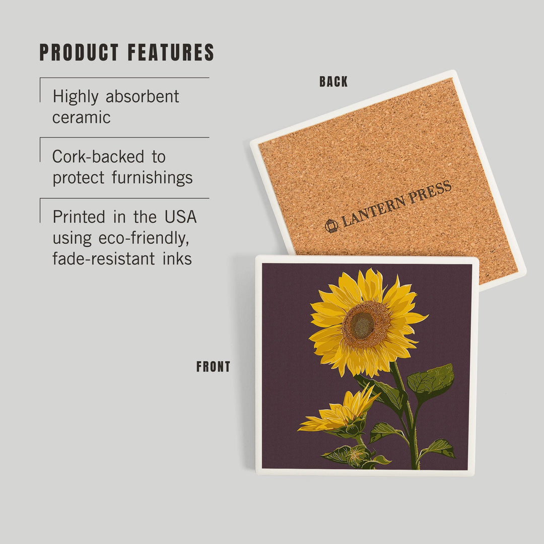 Sunflowers, Letterpress, Coasters Coasters Lantern Press