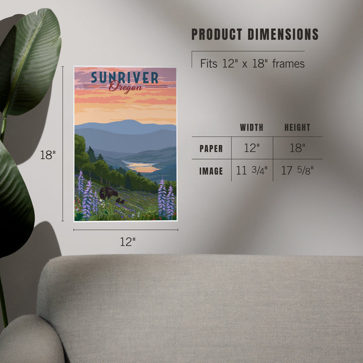 Sunriver, Oregon, Bear and Spring Flowers, Art & Giclee Prints Art Lantern Press