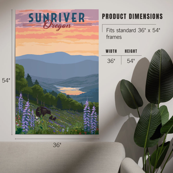 Sunriver, Oregon, Bear and Spring Flowers, Art & Giclee Prints Art Lantern Press