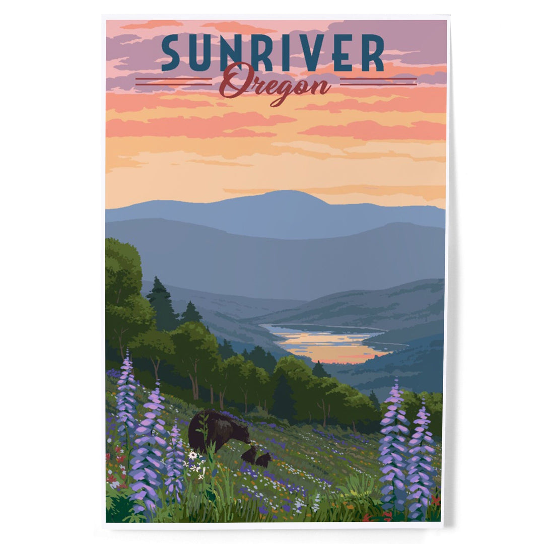 Sunriver, Oregon, Bear and Spring Flowers, Art & Giclee Prints Art Lantern Press