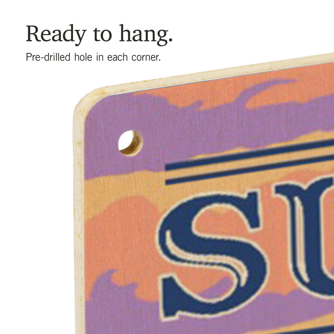 Sunriver, Oregon, Canoe & Lake, Lantern Press Artwork, Wood Signs and Postcards Wood Lantern Press