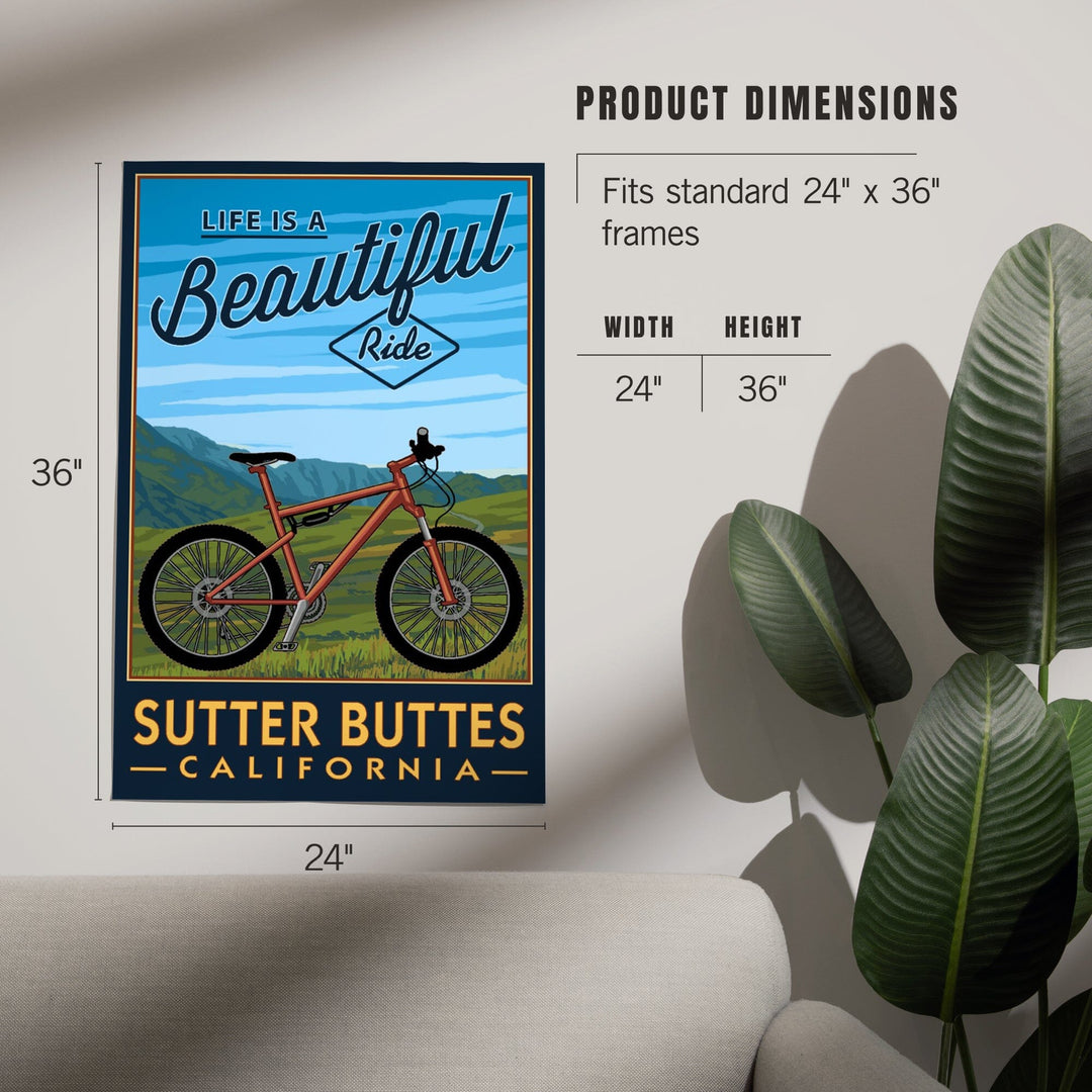 Sutter Buttes, California, Life is a Beautiful Ride, Mountain Bike, Art & Giclee Prints Art Lantern Press