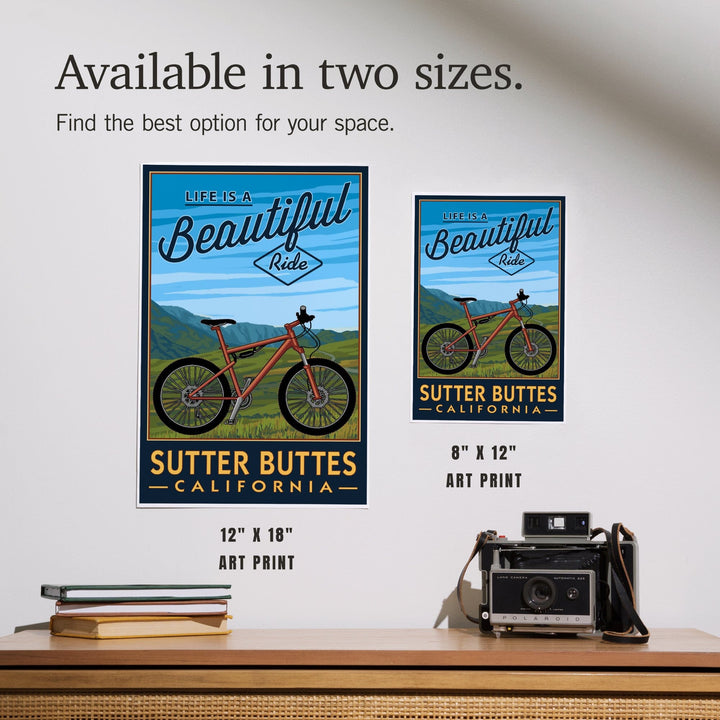 Sutter Buttes, California, Life is a Beautiful Ride, Mountain Bike, Art & Giclee Prints Art Lantern Press