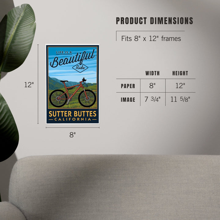 Sutter Buttes, California, Life is a Beautiful Ride, Mountain Bike, Art & Giclee Prints Art Lantern Press