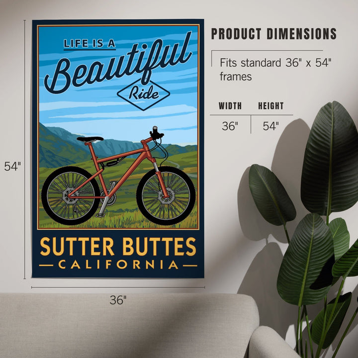 Sutter Buttes, California, Life is a Beautiful Ride, Mountain Bike, Art & Giclee Prints Art Lantern Press