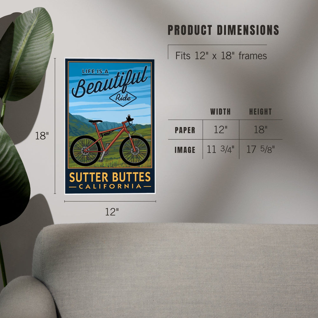 Sutter Buttes, California, Life is a Beautiful Ride, Mountain Bike, Art & Giclee Prints Art Lantern Press