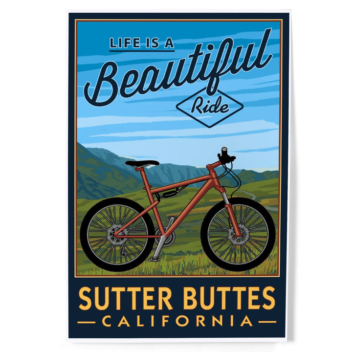Sutter Buttes, California, Life is a Beautiful Ride, Mountain Bike, Art & Giclee Prints Art Lantern Press