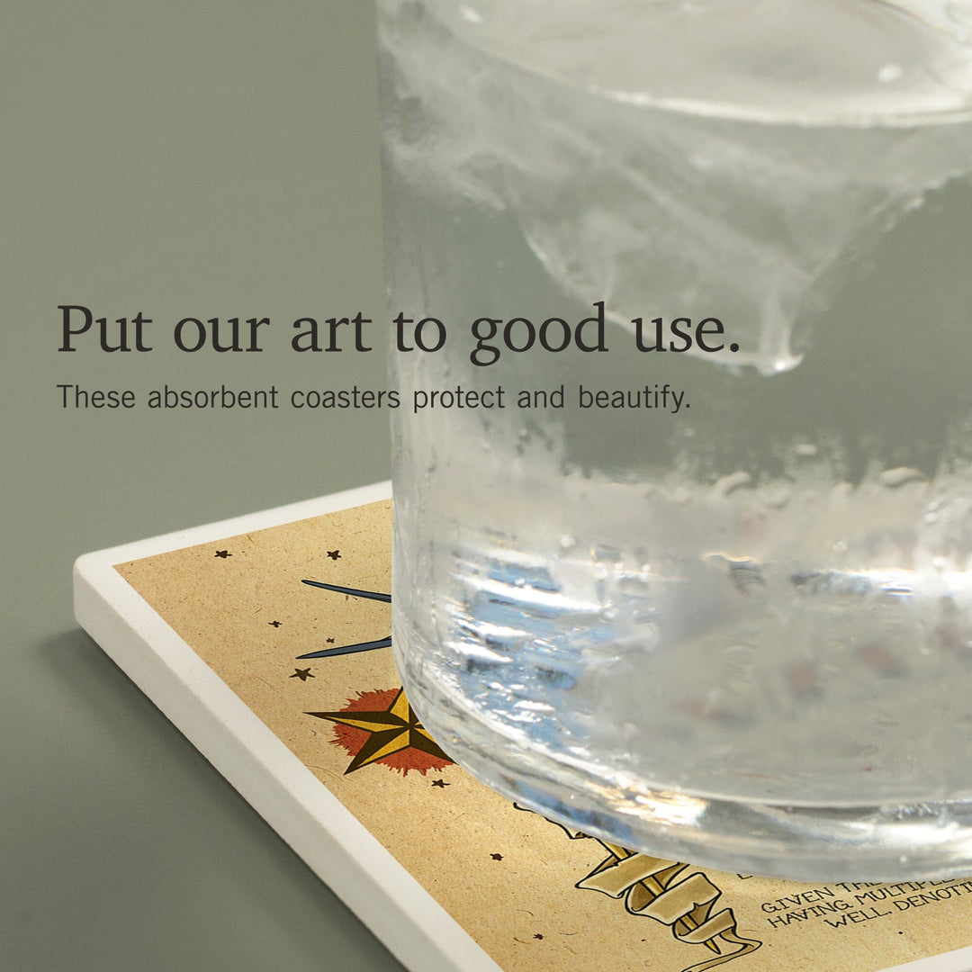 Swallow, Tattoo Flash Sheet, Coasters Coasters Lantern Press