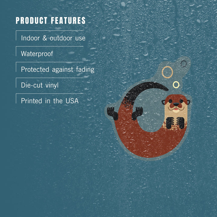 Swimming Otter, Geometric, Contour, Lantern Press Artwork, Vinyl Sticker Sticker Lantern Press