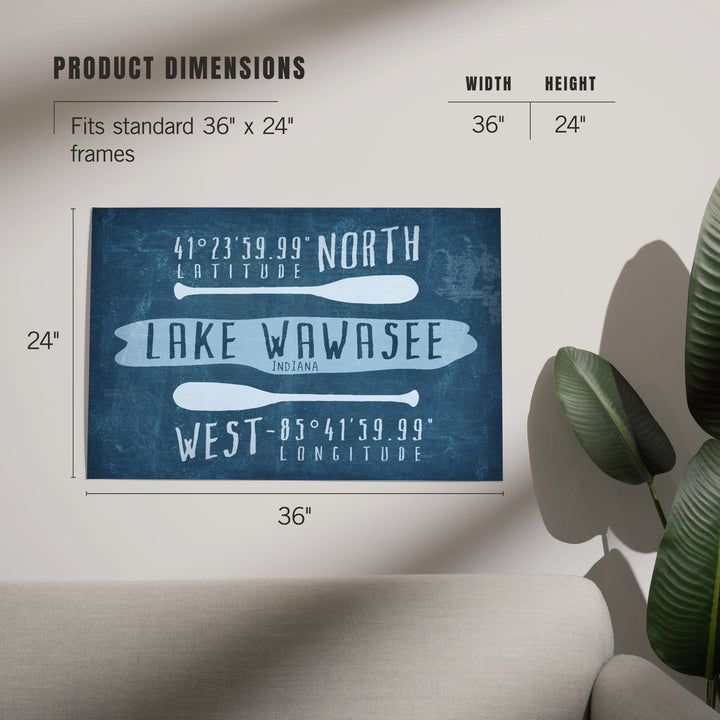 Syracuse, Indiana, Lake Essentials, Lake Wawasee, Lat Long, Art & Giclee Prints Art Lantern Press