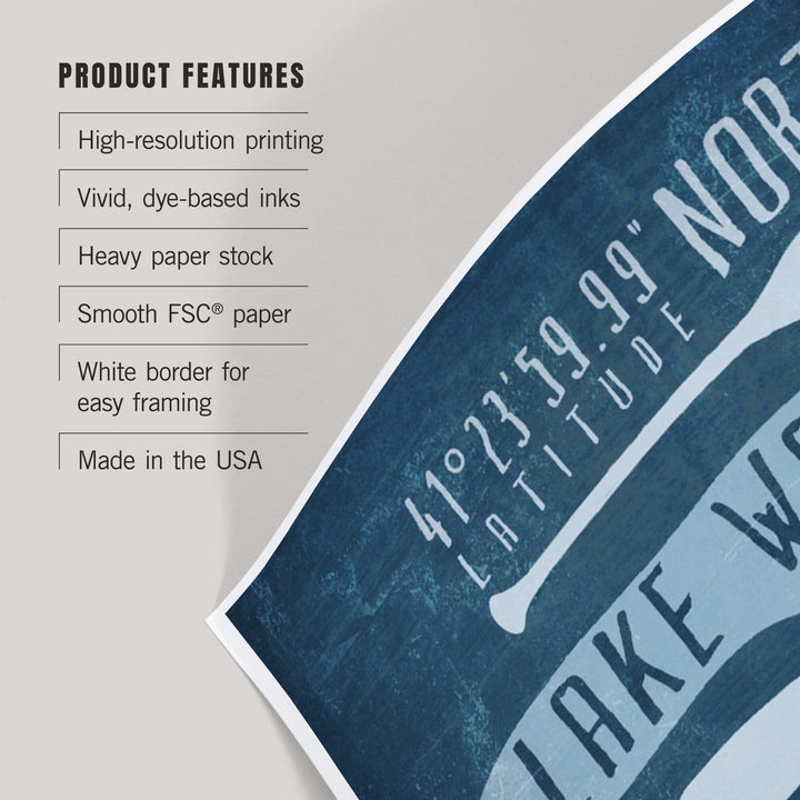 Syracuse, Indiana, Lake Essentials, Lake Wawasee, Lat Long, Art & Giclee Prints Art Lantern Press