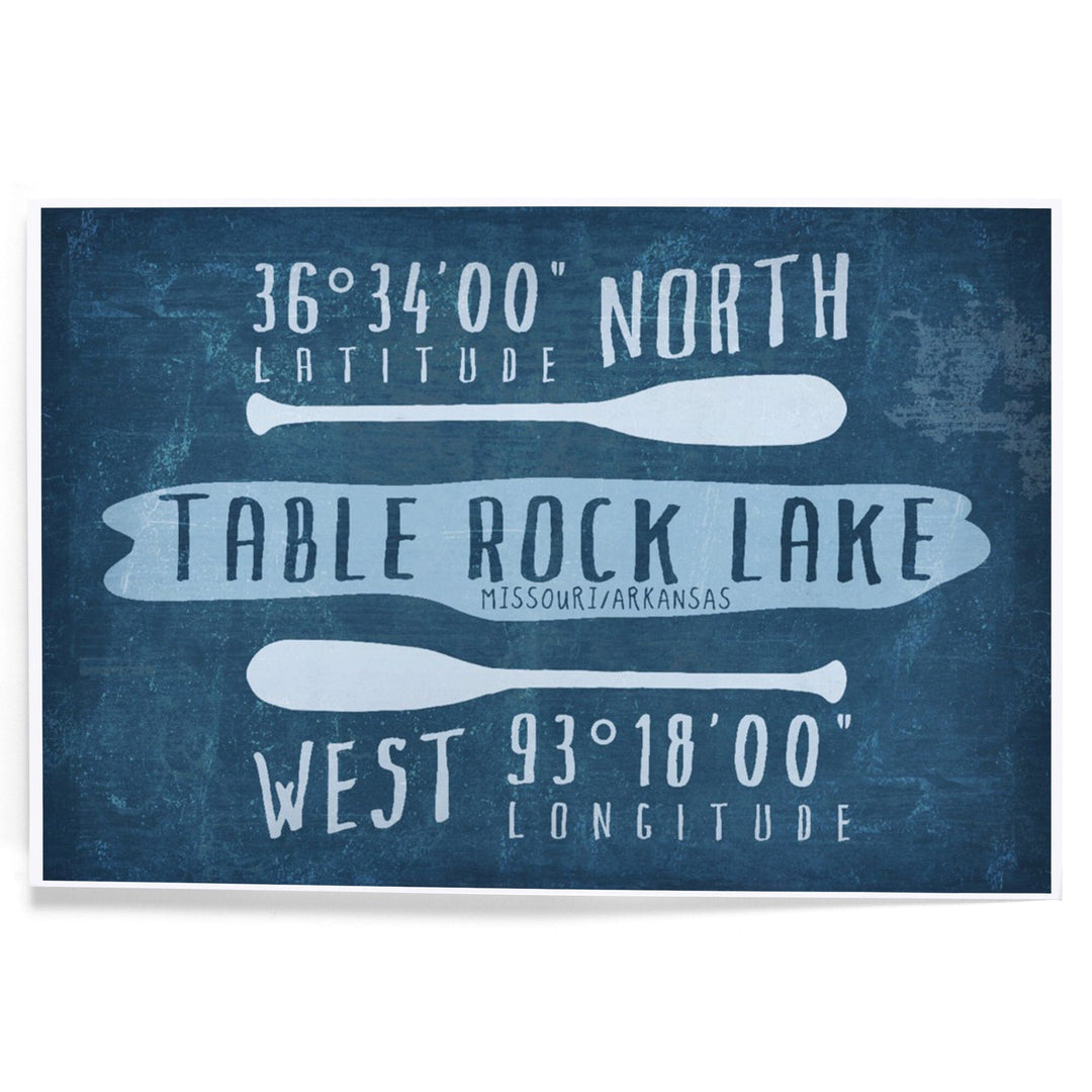 Table Rock Lake, Lake Essentials, Latitude and Longitude, Art & Giclee Prints Art Lantern Press
